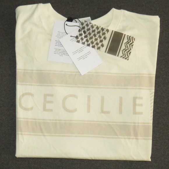 Cecilie Copenhagen Women's Size Small Organic Cotton Cream Logo Tee - Picture 1 of 10